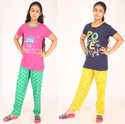 pink you fashion Girls Printed Cotton Blend Kids Nightwear (Pink Pack of 2)