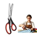 Pinking Shears, Zig Zag Scissors for Fabric Cutting, Serrated Red