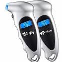 PINKJOY Digital Tire Pressure Gauge 2 Pack 150 PSI, 4 Settings, Tire Gauge for Car, Truck, Motorcycle, Bicycle with Backlit LCD and Non-Slip Grip (Silver)