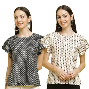 Pinkmint Combo Tops for Women Stylish Ruffle