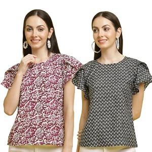 Pinkmint Combo Tops for Women Stylish Ruffle