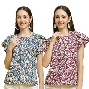 Pinkmint Combo Tops for Women Stylish Ruffle