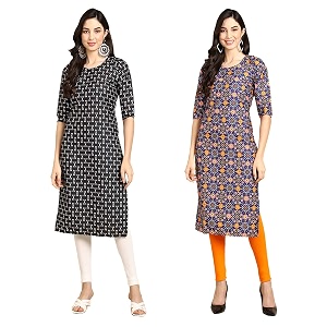Pinkmint Designer Womans Crepe Multicolored Straight Kurta