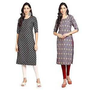 Pinkmint Designer Womans Crepe Multicolored Straight Kurta