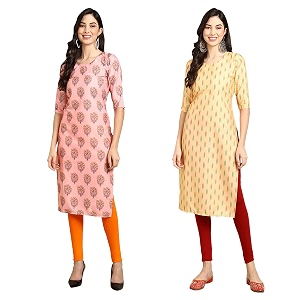 Pinkmint Designer Womans Crepe Multicolored Straight Kurta