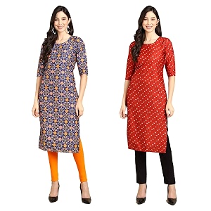 Pinkmint Designer Womans Crepe Multicolored Straight Kurta