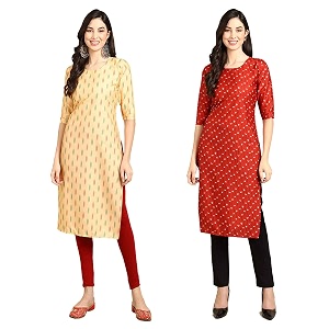 Pinkmint Designer Womans Crepe Multicolored Straight Kurta