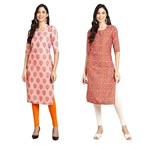 Pinkmint Designer Womans Crepe Multicolored Straight Kurta