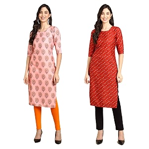 Pinkmint Designer Womans Crepe Multicolored Straight Kurta
