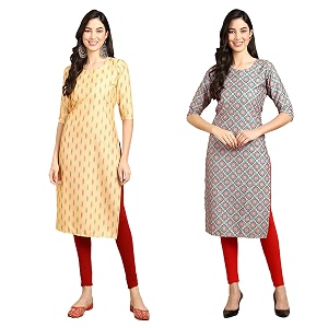 Pinkmint Designer Womans Crepe Multicolored Straight Kurta