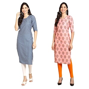 Pinkmint Designer Womans Crepe Multicolored Straight Kurta
