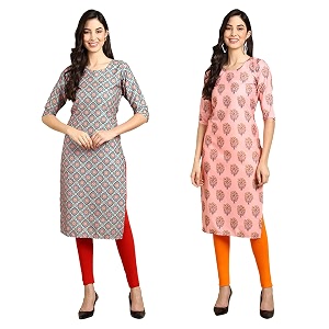 Pinkmint Designer Womans Crepe Multicolored Straight Kurta