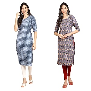 Pinkmint Designer Womans Crepe Multicolored Straight Kurta