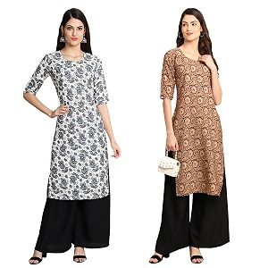 Pinkmint Designer Womans Crepe Multicolored Straight Kurta