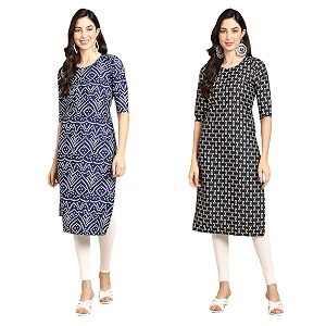Pinkmint Designer Womans Crepe Multicolored Straight Kurta