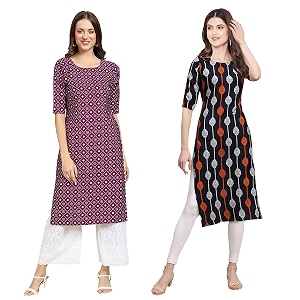 Pinkmint Designer Womans Crepe Multicolored Straight Kurta