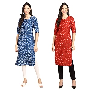 Pinkmint Designer Womans Crepe Multicolored Straight Kurta
