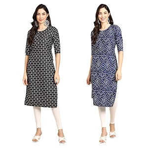 Pinkmint Designer Womans Crepe Multicolored Straight Kurta