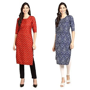 Pinkmint Designer Womans Crepe Multicolored Straight Kurta