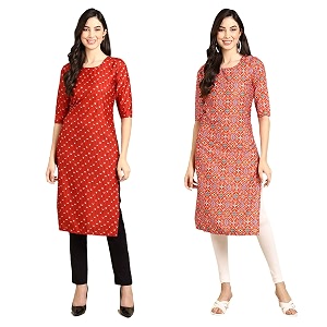 Pinkmint Designer Womans Crepe Multicolored Straight Kurta