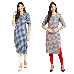 Pinkmint Designer Womans Crepe Multicolored Straight Kurta