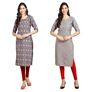 Pinkmint Designer Womans Crepe Multicolored Straight Kurta