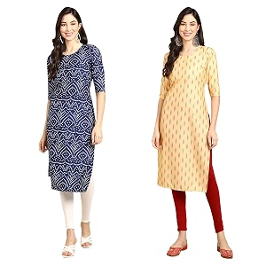 Pinkmint Designer Womans Crepe Multicolored Straight Kurta