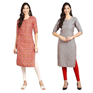 Pinkmint Designer Womans Crepe Multicolored Straight Kurta
