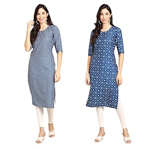 Pinkmint Designer Womans Crepe Multicolored Straight Kurta