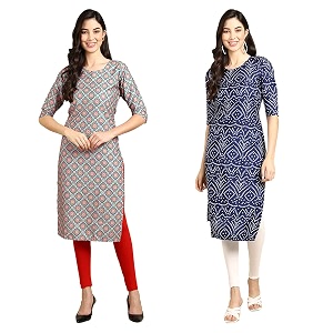 Pinkmint Designer Womans Crepe Multicolored Straight Kurta