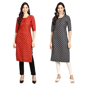 Pinkmint Designer Womans Crepe Multicolored Straight Kurta