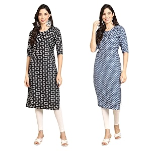 Pinkmint Designer Womans Crepe Multicolored Straight Kurta