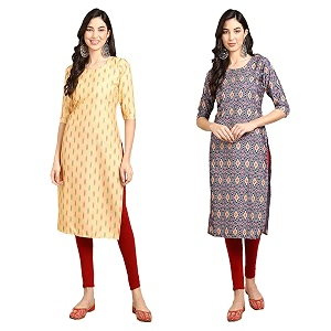 Pinkmint Designer Womans Crepe Multicolored Straight Kurta