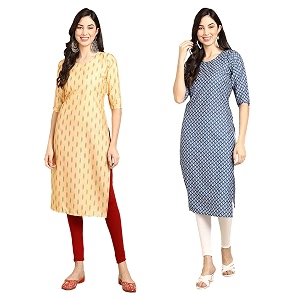 Pinkmint Designer Womans Crepe Multicolored Straight Kurta