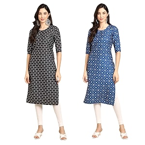 Pinkmint Designer Womans Crepe Multicolored Straight Kurta