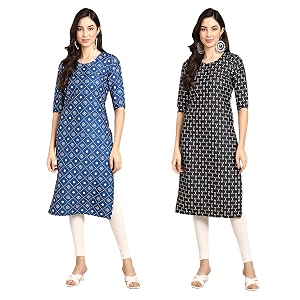 Pinkmint Designer Womans Crepe Multicolored Straight Kurta