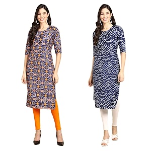 Pinkmint Designer Womans Crepe Multicolored Straight Kurta