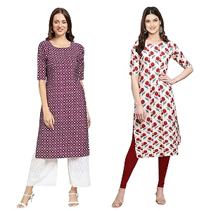 Pinkmint Designer Womans Crepe Multicolored Straight Kurta