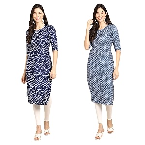 Pinkmint Designer Womans Crepe Multicolored Straight Kurta
