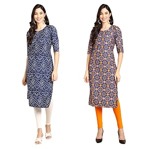 Pinkmint Designer Womans Crepe Multicolored Straight Kurta