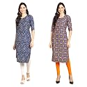 Pinkmint Designer Woman39s Crepe Multicolored Straight Kurta