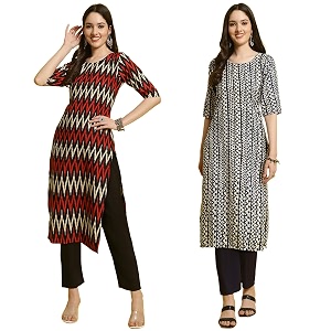 Pinkmint Elegant Printed Crepe Kurta and Pant