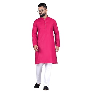 Pinkmint Kurta for Men Cotton Mandarin Collar