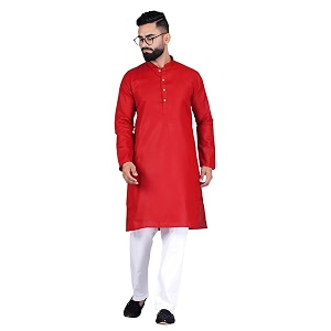 Pinkmint Kurta for Men Cotton Mandarin Collar