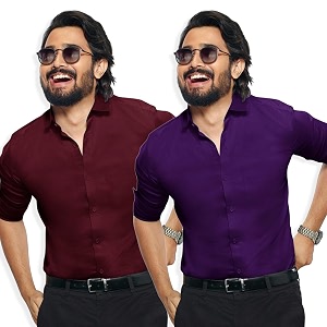 Pinkmint Mens Solid Cotton Formal Shirt
