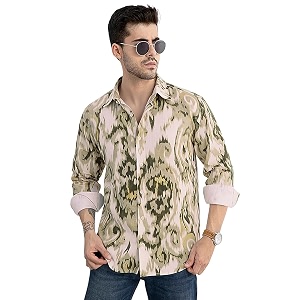 Pinkmint Men Printed Cotton Flex Shirt