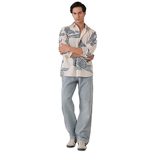 Pinkmint Men Printed Cotton Flex Shirt
