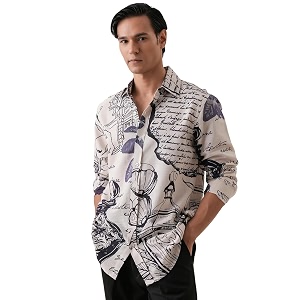 Pinkmint Men Printed Cotton Flex Shirt
