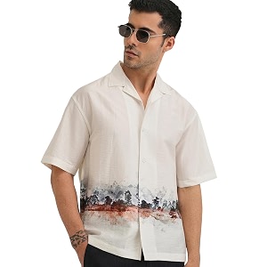 Pinkmint Men Printed Cotton Flex Shirt