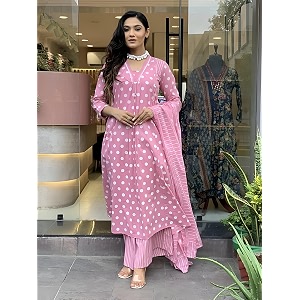 Pinkmint Polka Dot Printed Anarkali Muslin Kurta